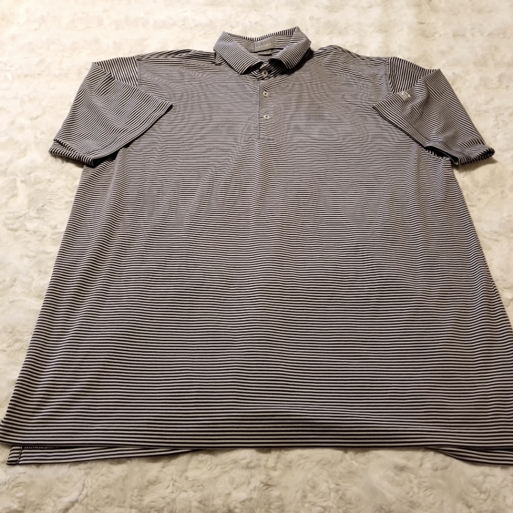 Fennec Golf Polo Shirt Black White Striped Mens Size XL
